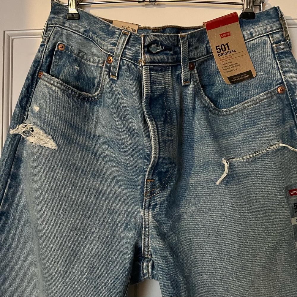 Levi’s 501 original distressed high waist denim size 30x28 - Picture 5 of 7